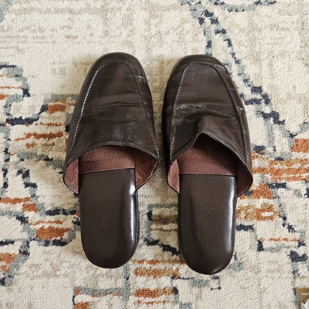Brown Leather Slip-On Shoes Womens 8